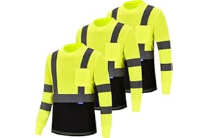 AYKRM Safety T Shirt Reflective High Visibility hi vis Long Sleeve T Shirt (XS-6XL)