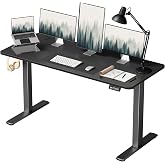 Furmax 55 Inches Electric Height Adjustable Standing Desk Home Office Desk | Large Sit Stand Up Computer Desk Memory Preset with T-Shaped Metal Bracket, Black
