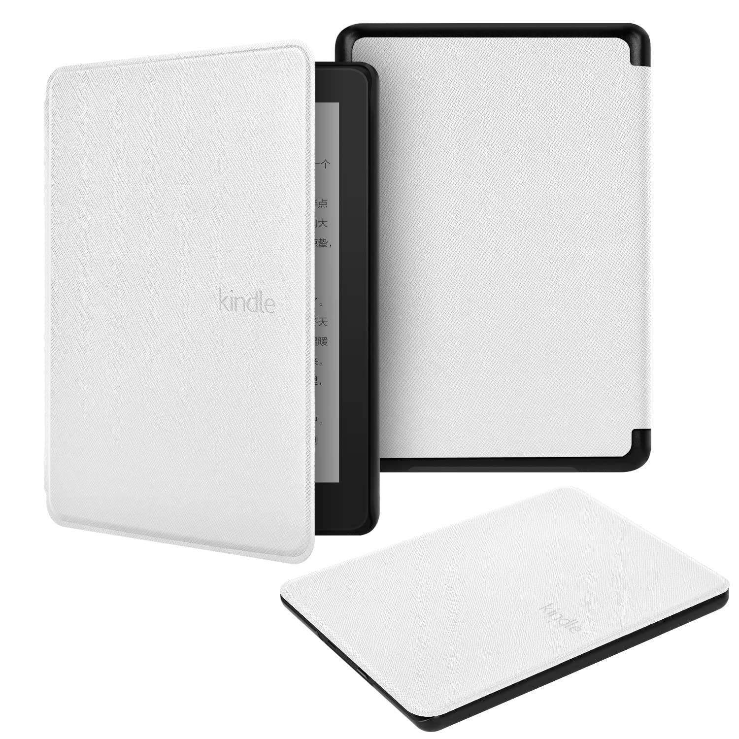 BYCeKe for 6" Kindle 11th Generation Case 2024/2022 (Model: RS23CV / C2V2L3) Slim PU Leather Shell Lightweight Smart Cover for 6 inch Kindle 2022 Case with Hand Strap Auto Wake/sleep,White