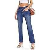 SEASUM Front Pockets Bell Bottom Jeans for Women 90s Mid Waisted Flare Bootcut Stretchy 2025 Y2K Trendy Denim Pants