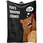Niyewsor Dad Gifts on Christmas, Dad's Snoring Corner Blanket, Funny Dad Birthday Gift from Daughter Son, Present for Father/Daddy/Stepdad on Fathers Day, 60"x50"