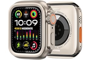 amBand 3 in 1 Metal Case Compatible with Apple Watch Series 9/8/7 45mm, W1 Rugged Bumper Protector [Turning into Ultra 2/1 Upgrade] with Watch Crown + Watch Back Cover, Titanium Original