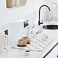 Ohocut Checkered Dish Drying Mat for Kitchen Counter, Coffee Bar Station Accessories, Retro Cute Aesthetic Modern Absorbent D