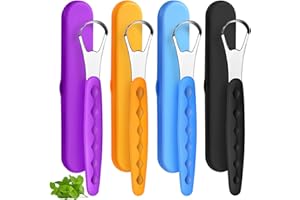 YINKIN 4 Pcs Tongue Scraper Cleaner Adults and Kids Stainless Steel Tongue Brush Metal Scraper Reduce Bad Breath with Travel Cases for Men Women Oral Mouth(Purple, Orange, Blue and Black)