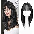YAMI Hair Toppers for Women Real Human Hair 8x9inch Skin Scalp Hair Topper 100% Real Human Hair Toppers for Women with Bangs 15 Inch Hair Pieces for Women with Hair Loss or Thin Hair (Natural Black)