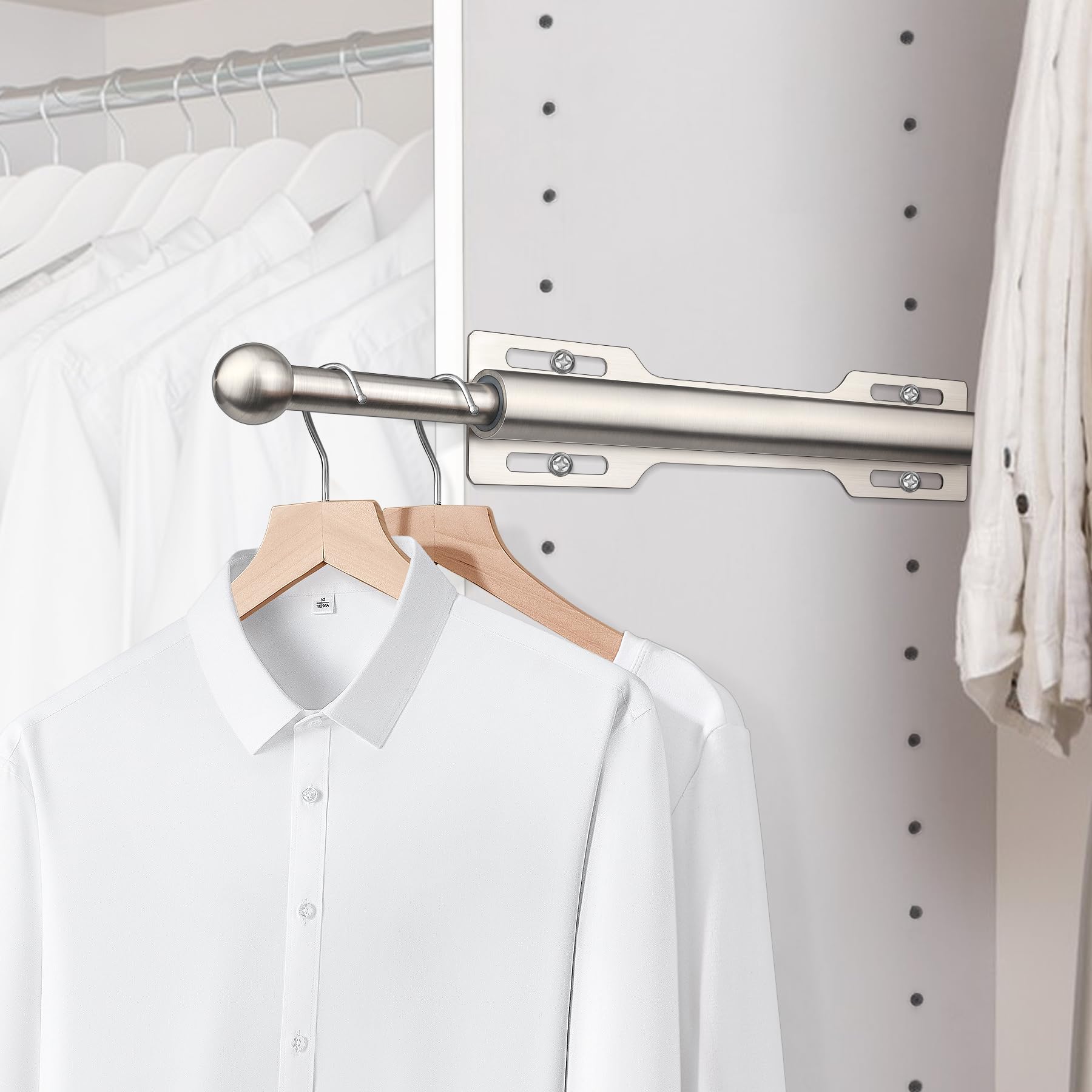 Photo 1 of FIRJOY 12" Valet Rod for Closet Pull Out (1 Pack, Brushed Nickel)