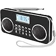 YOFITS YF33 Portable FM Radio with Bluetooth, MP3 Player, TF/USB Playback & 10 Presets – Rechargeable Battery, 5W Stereo Sound for Home, Travel, and Outdoor Use(Black)