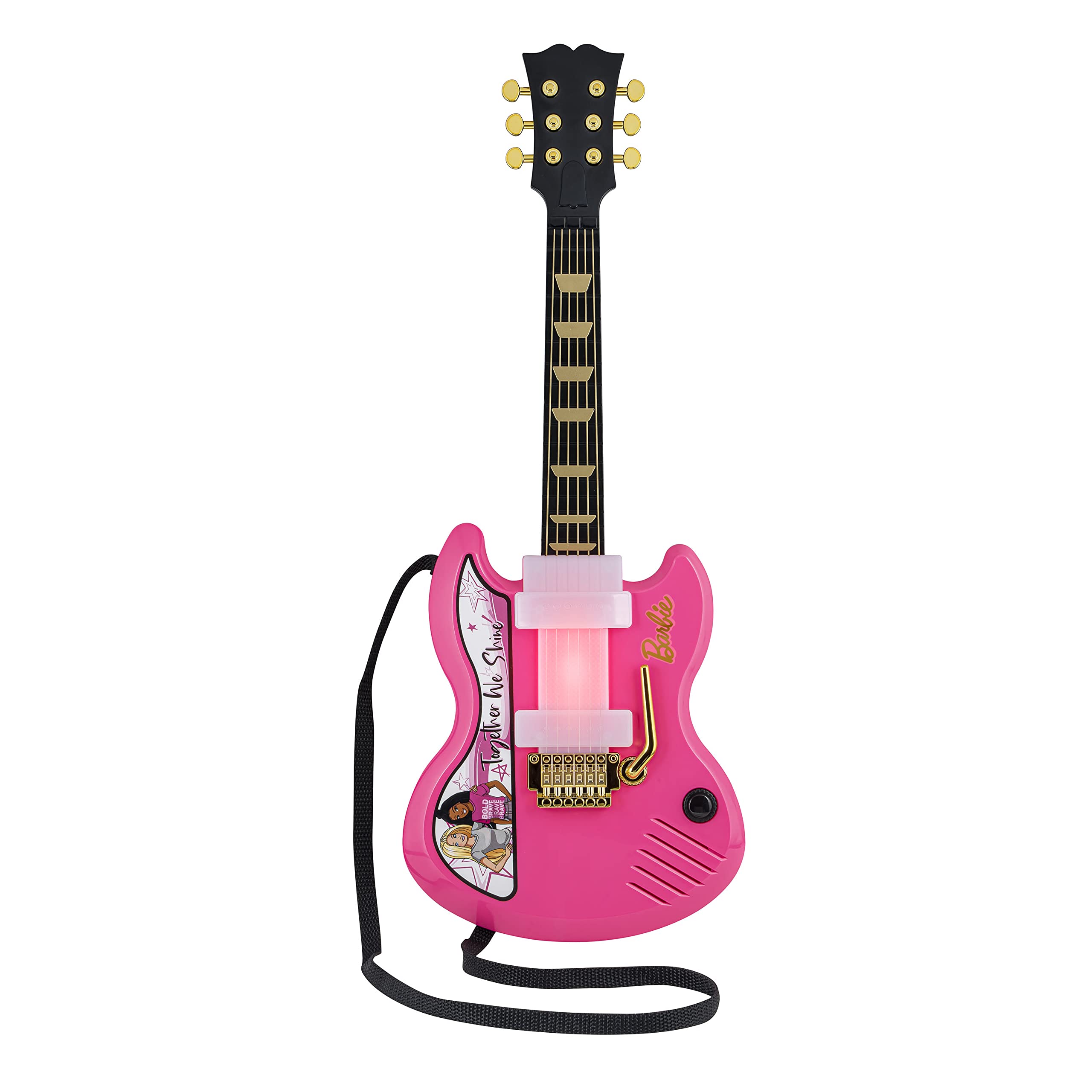 eKids Barbie Kids Guitar with Built-in Music and Whammy Bar, Musical Toy Guitar for Fans of Barbie Toys for Girls