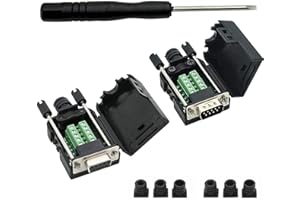 YIOVVOM DB9 Breakout Connector to Wiring Terminal RS232 D-SUB Male Serial Adapters Port Breakout Board Solder-Free Module wit