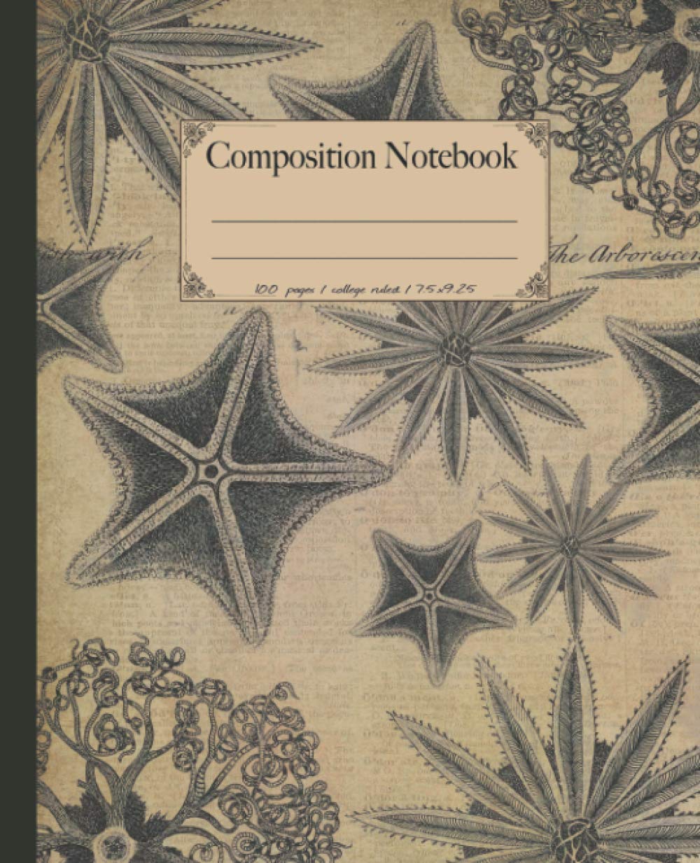 Composition Notebook: Premium Ocean sea life animals composition notebook. Vintage dictionary print style 100 page notebook college ruled. Marine ... (Ocean Sea life & sea creatures notebooks.)