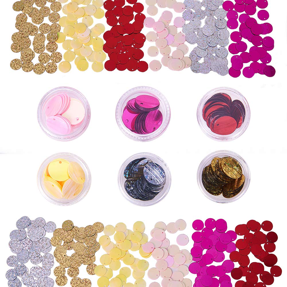 OLYCRAFT 6 Boxes 12mm Flat Round Sequin Paillettes Metallic Loose Sequins for Jewelry Making, Embroidery, Crafts, and Embellishment - Mixed Color