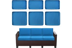 SUSIE'S GARDEN 6 Pcs Outdoor Cushion Slipcovers Outdoor Patio Cushions Covers Replacement Waterproof with Zipper for Outdoor Rattan Sofa w/3 Seat Cushion Covers and 3 Backrest Pillow Covers Blue, Covers Only