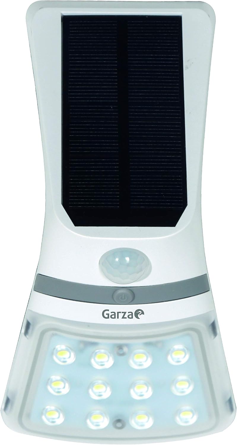 Garza LED Solar Light 1.5W 220lm 6000K with Twilight and Motion Sensor, White, White/Dark Grey Heather