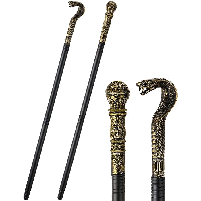 Buy 2 Pieces Cane Prop Walking Stick Cane with Egyptian Snake Staff