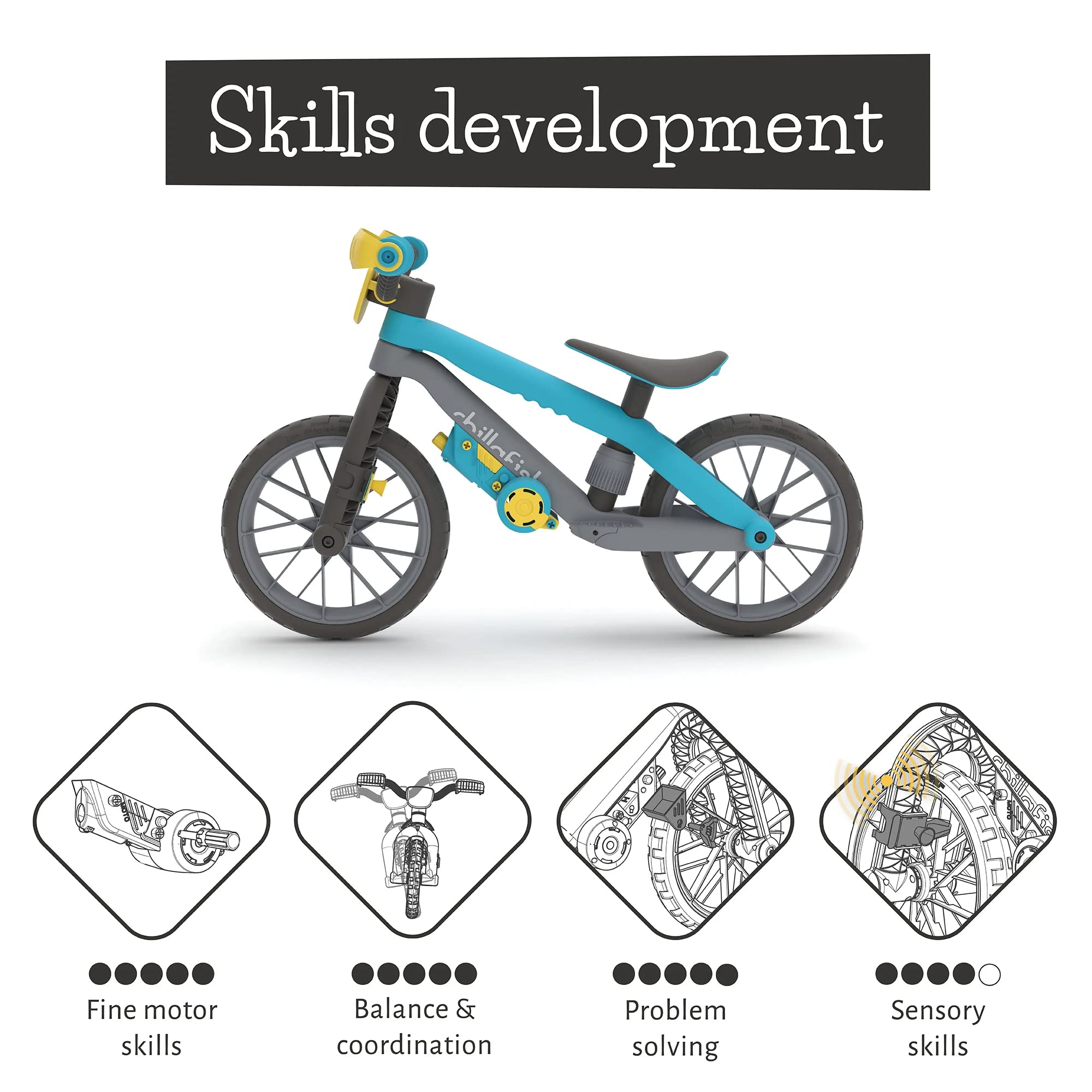 Chillafish BMXie Moto Multi-Play Balance Trainer with Real VROOM VROOM Sounds and Detachable Play Motor, Included Child-Safe Screwdriver and Screws, Adjustable seat, for Age 2-5 Years, Pink