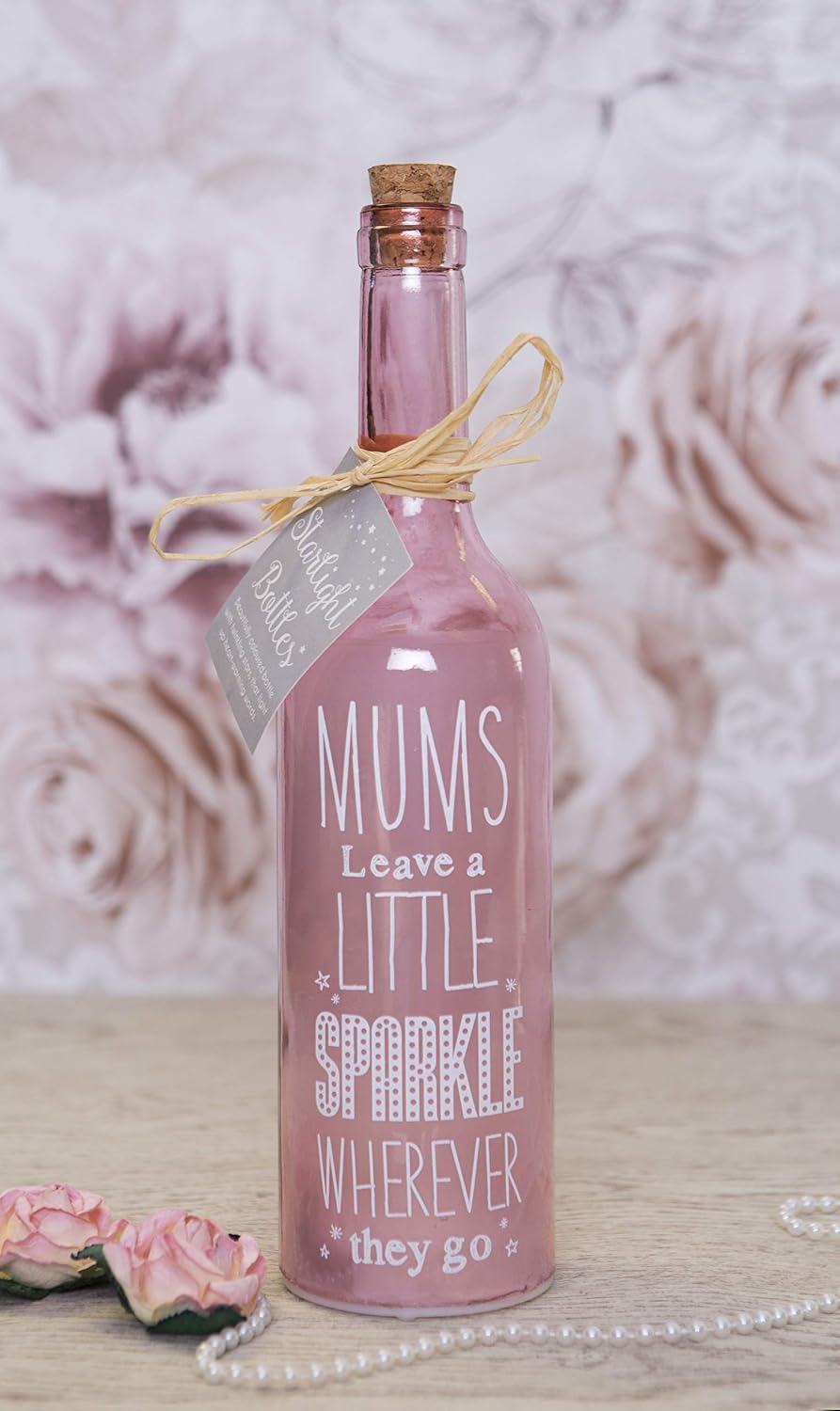 Boxer Gifts SB1111 Light-Up LED 'Mums Leave a Little Sparkle' Glass Starlight Bottle, Light Pink, 6.70 x 6.70 x 29.50 cm - Image 5