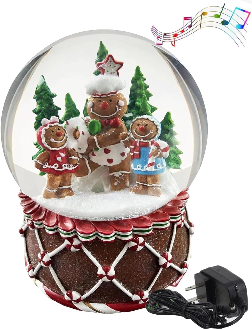 Snow Globes - Aobaks Large Christmas Snow Globe, 150mm Water Globe, Musical Gingerbread Man Snow Globes Playing Snowflakes, Led Light Snow Globes for Kids, Crystal Water Globe Decoration, Snowglobes.