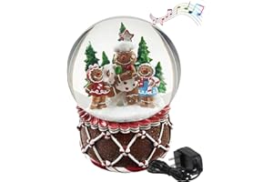 Aobaks Large Christmas Snow Globe, 150mm Water Globe, Musical Gingerbread Man Snow Globes Playing Snowflakes, Led Light Snow Globes for Kids, Crystal Water Globe Decoration, Snowglobes.
