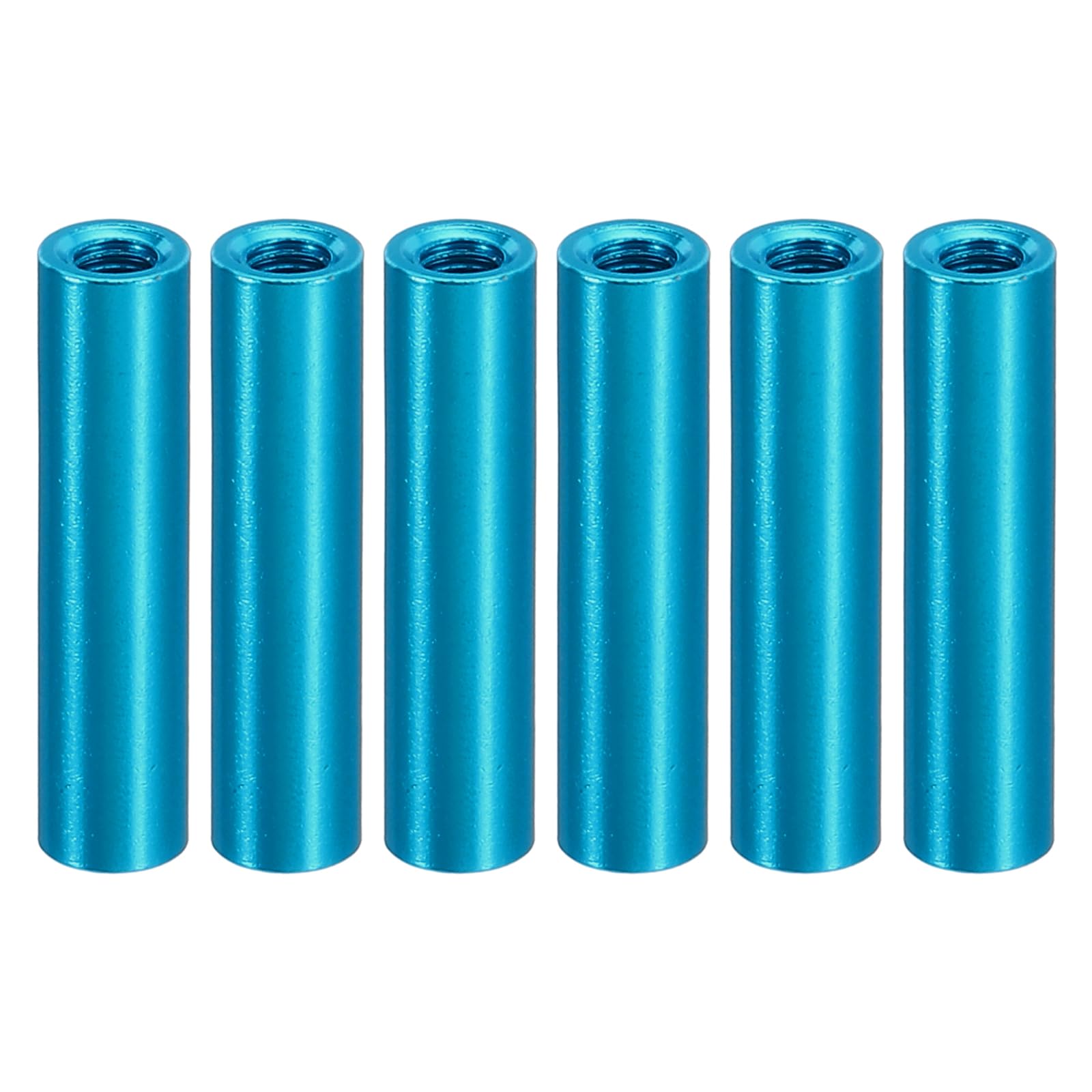 PATIKIL 6pcs M3 Metal Threaded Standoff Spacer Nuts, Round Aluminum Spacers Female Coupling Screws, 1/8" ID x 3/16" OD, Blue, (22mm L)