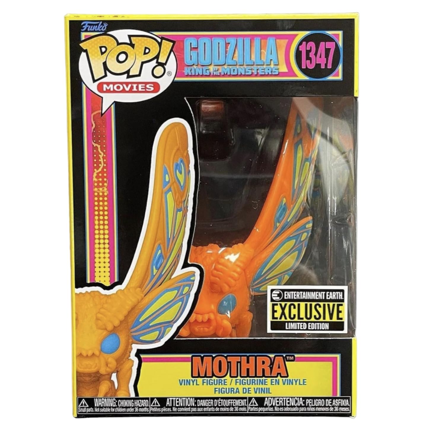 Funko! Godzilla Mothra Black Light Pop! Vinyl Figure - Entertainment Earth Exclusive, Black,blue,orange(FUN68723)