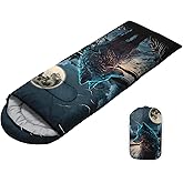 Sleeping Bags for Adults Youth Kids,3D Printing Camping Sleeping Bag for Girls Boys Lightweight Waterproof Cold/Warm Weather Sleeping Bag for 3 Seasons