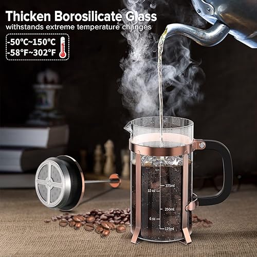 QUQIYSO Coffee Maker 304 Stainless Steel French Press with