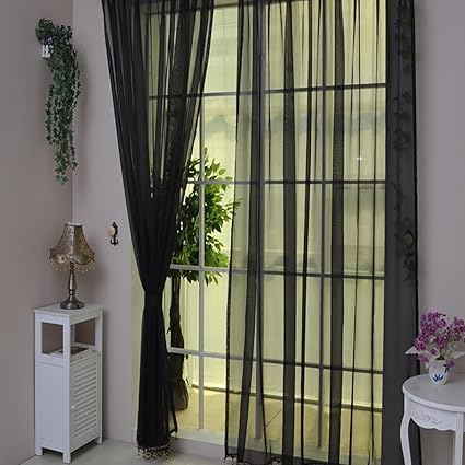 Mumustar 1 Piece 2x1m Semi Transparent Silky Mesh Net Curtains