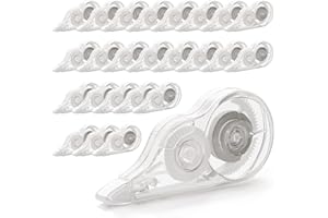 JEFURE 24 Pcs Transparent Correction Tape, 236 Inch Tear-Resistant Bulk for School, Office, Note Taking, Journal (Tape Width 0.2 In)