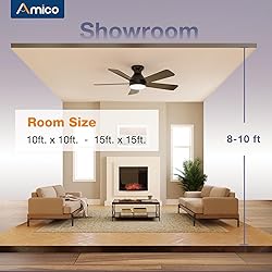 Amico Ceiling Fans with Lights, 42 Inch Low Profile