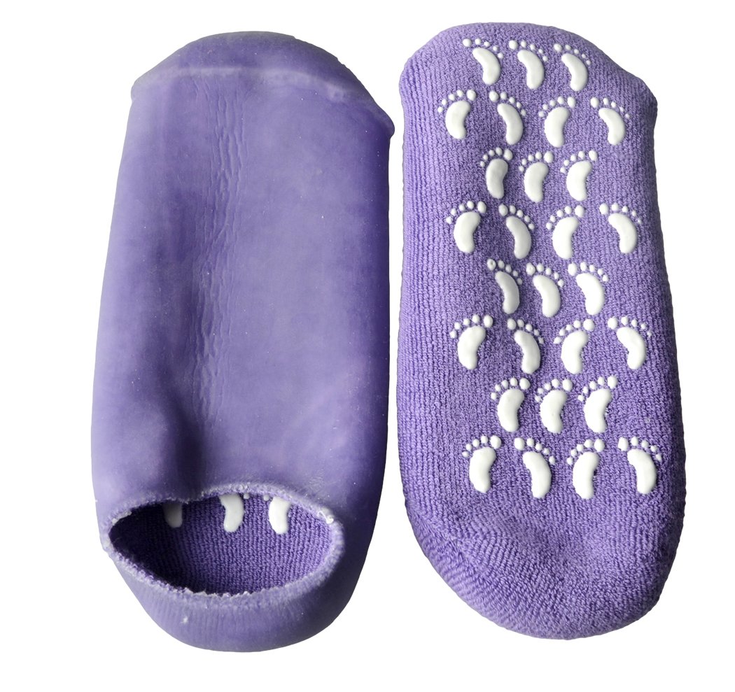 Xiaoyu Spa Gel Socks for Soften Cracked Skin Moisturising Feet Care Exfoliating Dry Heel Booties Pedicure - Purple