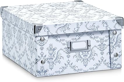 Zeller 17972 Caja de almacenaje de cartón Blanco (Vintage White) 31 x 26 x 14 cm
