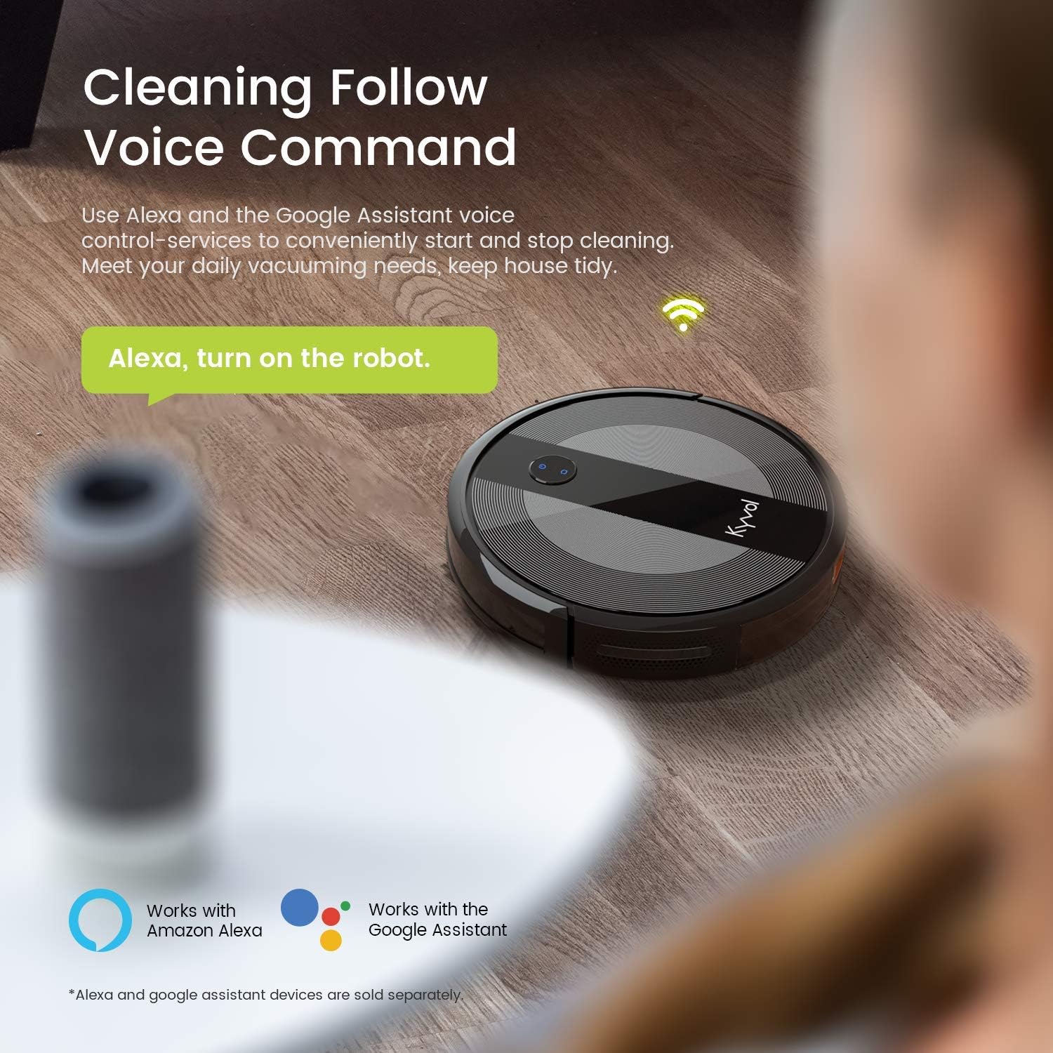 Kyvol Cybovac E20 Robot Vacuum Cleaner, 2000Pa Suction, 150 min Runtime, Boundary Strips Included, Quiet, Super-Thin, Self-Charging, Works with Alexa, Ideal for Pet Hair, Carpets, Hard Floors: Home & Kitchen