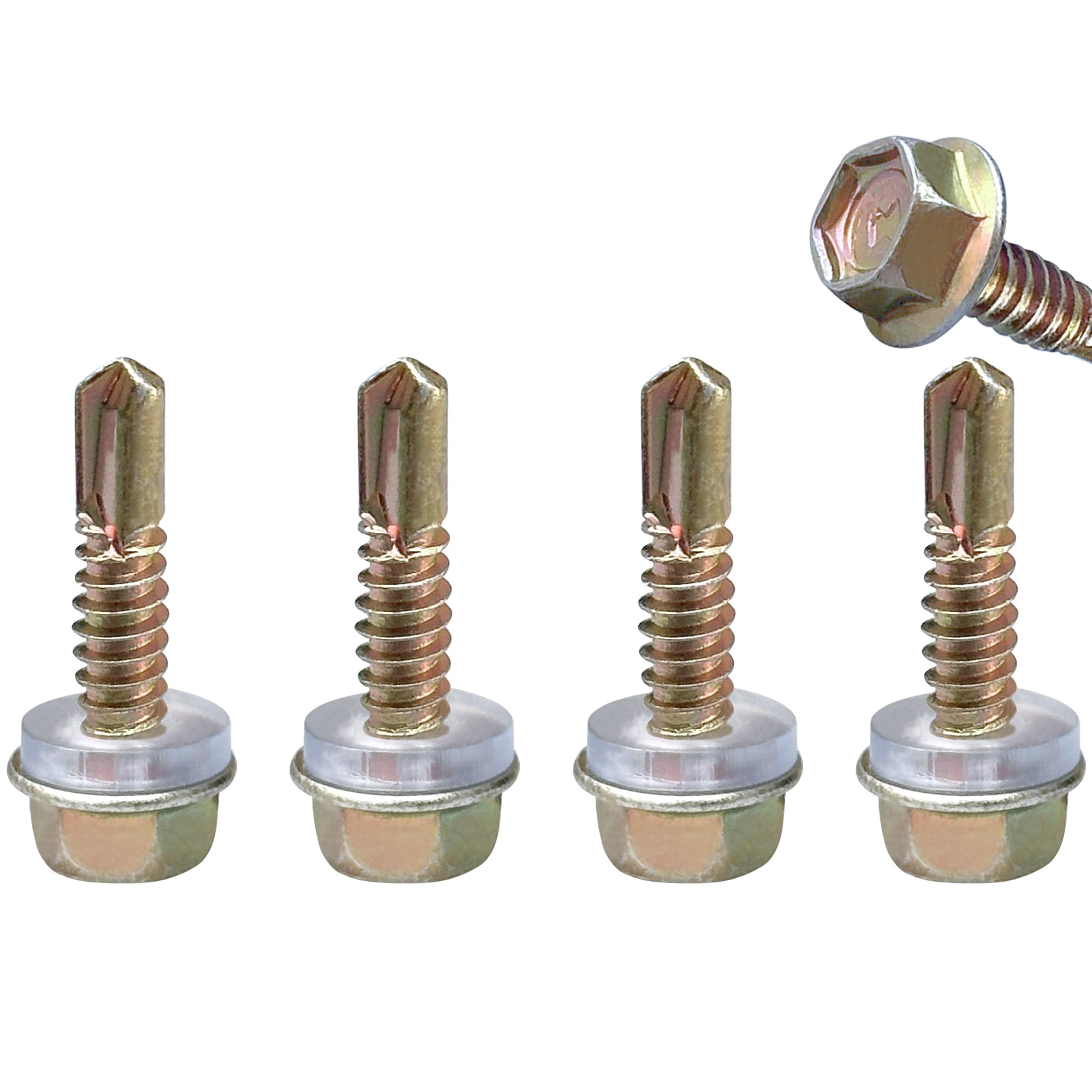 50 PCS Hexagon Self Tapping Self Drilling Screws with Pads for Metal Sheets,Wooden Sheets and Plastic Sheets (M4.8 * 25mm)