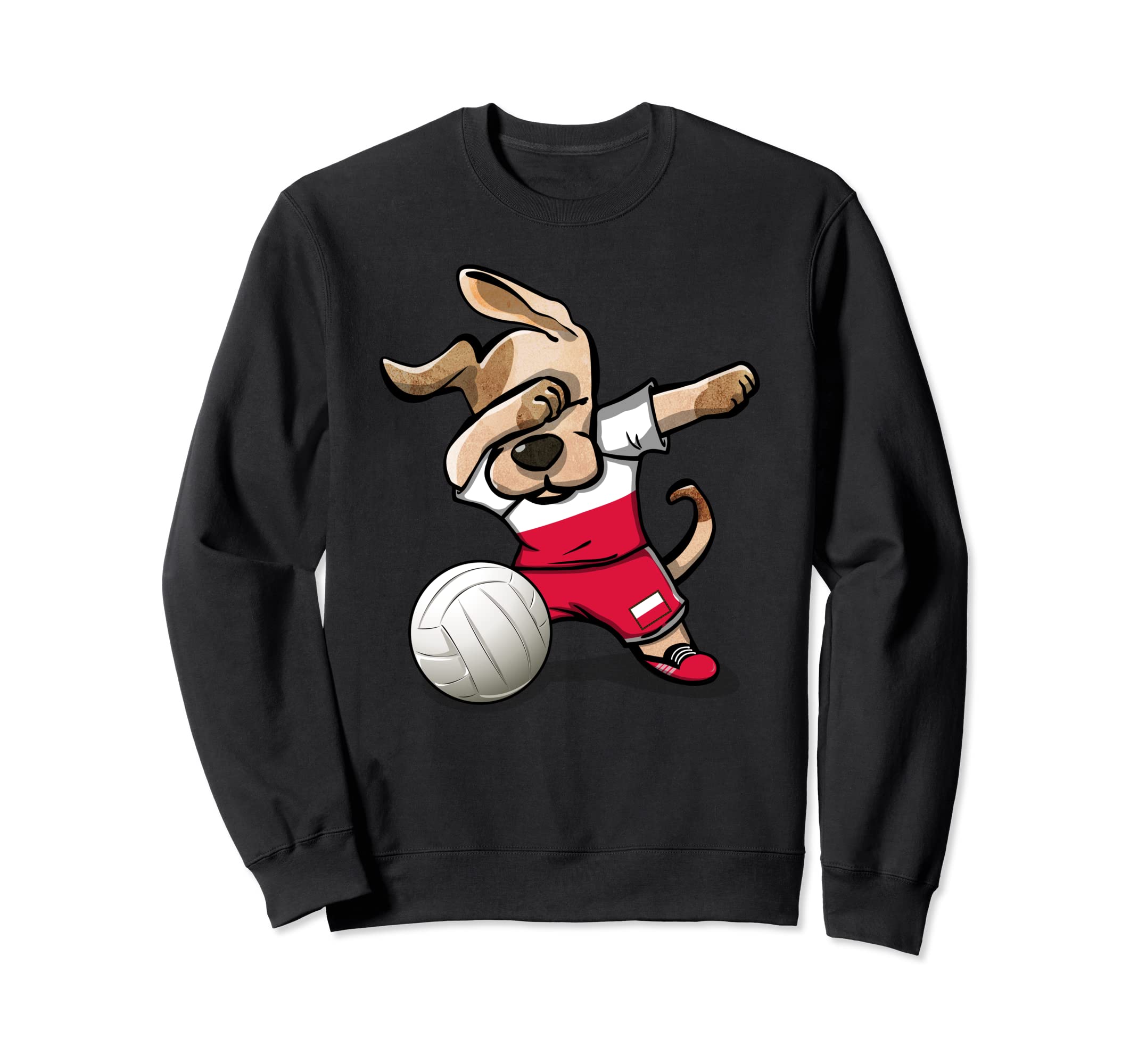 Funny Dabbing Dog Proud Poland Volleyball Lovers Polish Flag Sweatshirt
