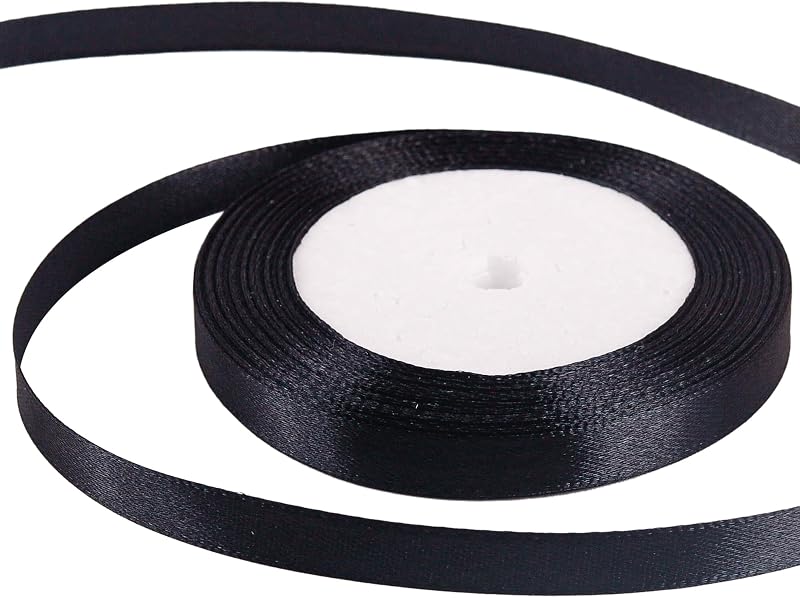 ZSYIULIA 10mm Black Satin Ribbon 22M Gift Wrap Craft Wedding Cake