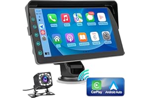 WSRADIOKITS 7" HD Double Din Car Stereo,Portable Wireless Dash Mount Apple CarPlay&Android Auto,Touchscreen Display,HD Backup Camera,Bluetooth,Mirror Link,FM,Drive Mate CarPlay Navigation Screen for All Vehicles