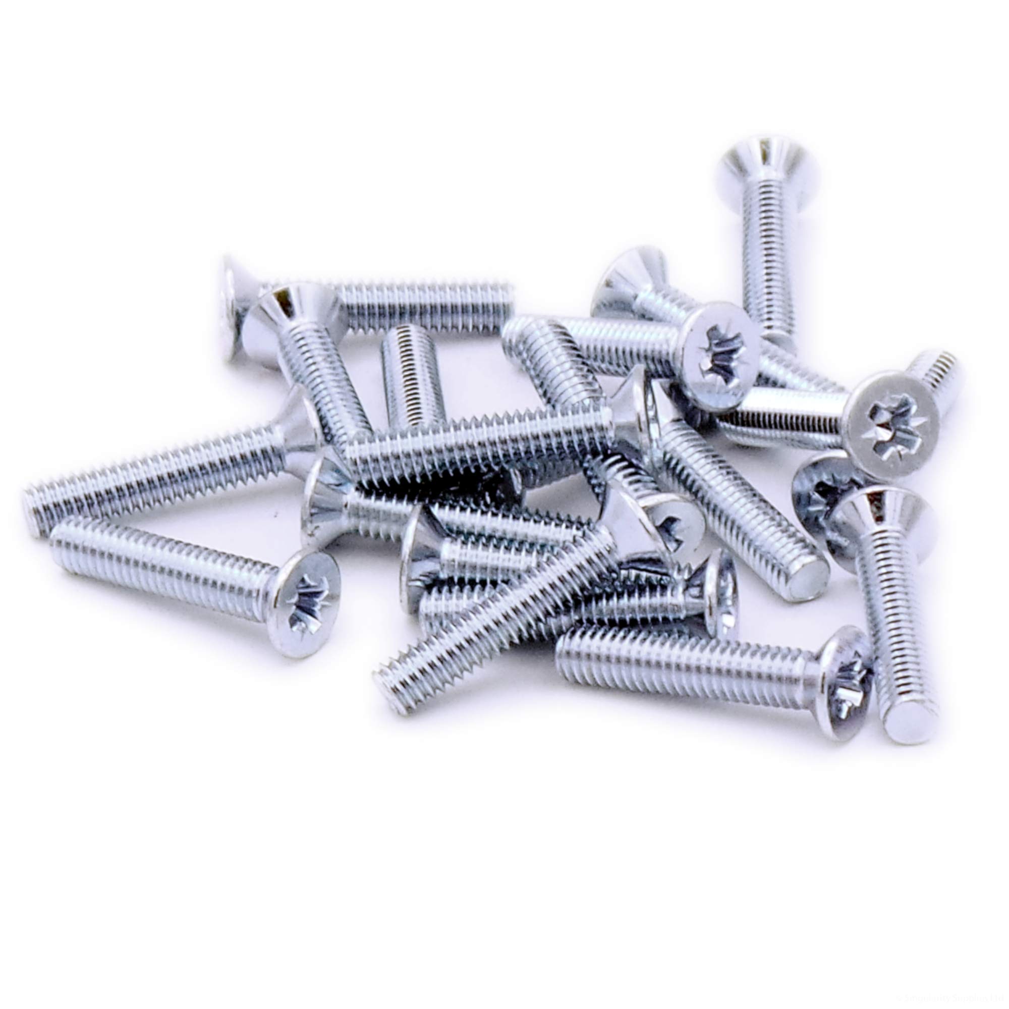 M4 (4mm x 20mm) Pozi Countersunk Machine Screw (Bolt) - Steel (Pack of 20) — image 1