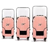 FABULWAY 3PCS Clear PVC Suitcase Cover Protectors Transparent Luggage Covers Waterproof Wheeled Suitcase Dust Cover Dustproof Travel Luggage Sleeve Protector 20"+24" 28" (3PCS Upgraded)