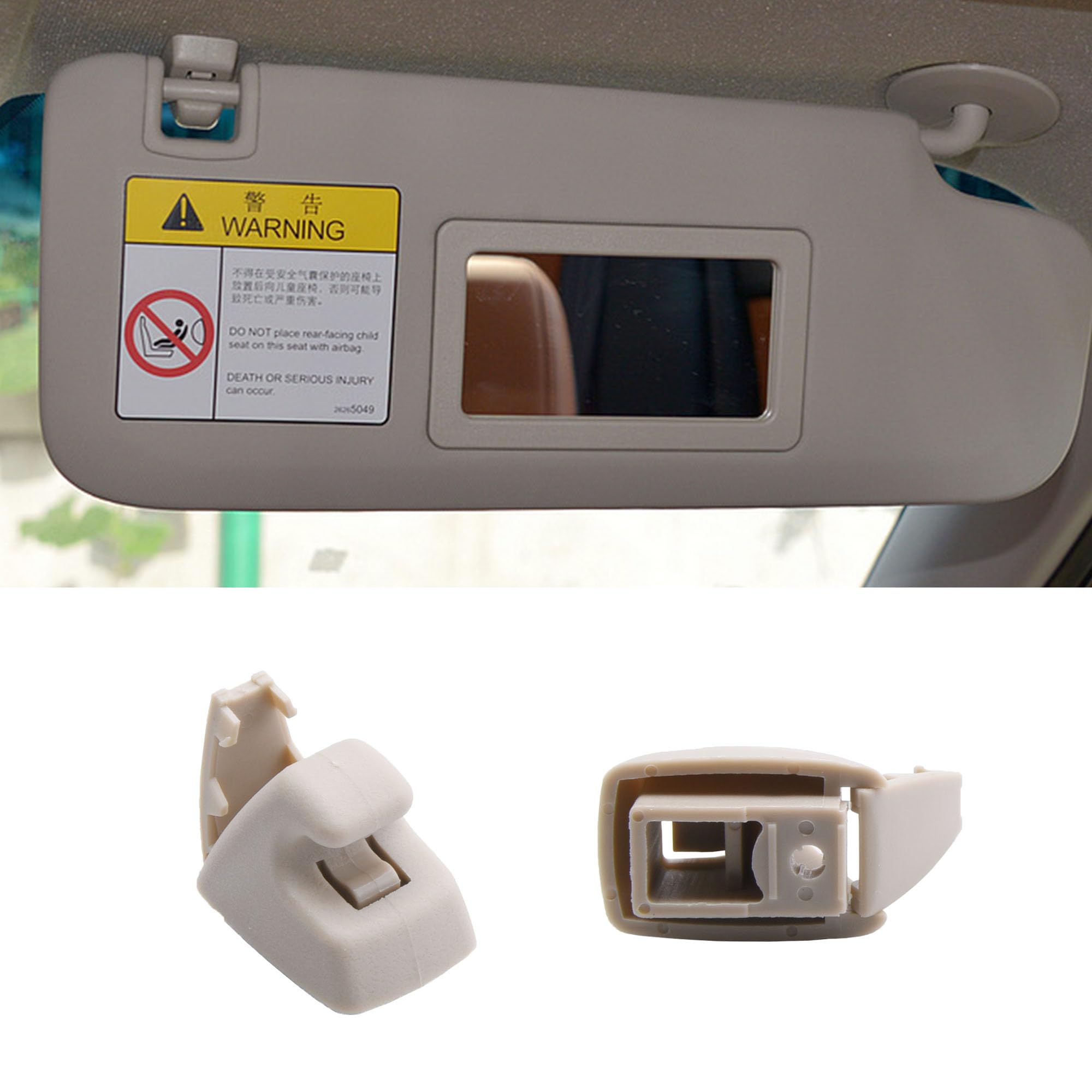 Photo 1 of Sun Visor Clips Compatible with Chevy Silverado 1500 Cruze Sonic Spark Tahoe GMC Sierra 1500 Yukon Buick Verano NO. #95994975 95994976/2 Pcs (Beige)