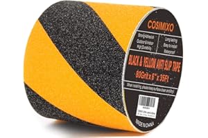 COSIMIXO 6" x 35Ft Black&Yellow Heavy Duty Anti Slip Tape for Stairs Outdoor/Indoor Waterproof Grip Tape Safety Non Skid Roll for Stair Steps Traction Tread Staircases Anti-Slip Strips