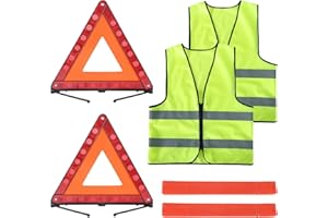 FLKQC Warning Triangles Safety Triangle Emergency Kit Foldable Reflective Triangles with Base Roadside Triangle Kit with Refl