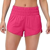 MCEDAR Womens High Waisted Running Shorts Elastic Mesh Liner Dolphin Athletic Gym Workout Shorts with Zipper Pocket