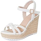 mikarka Espadrille Wedge Sandals for Women Braided Knot Ankle Strap Open Toe Platform Sandals