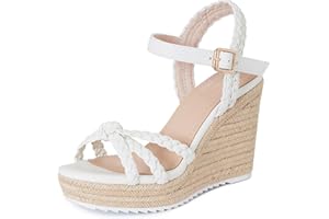 mikarka Espadrille Wedge Sandals for Women Braided Knot Ankle Strap Open Toe Platform Sandals