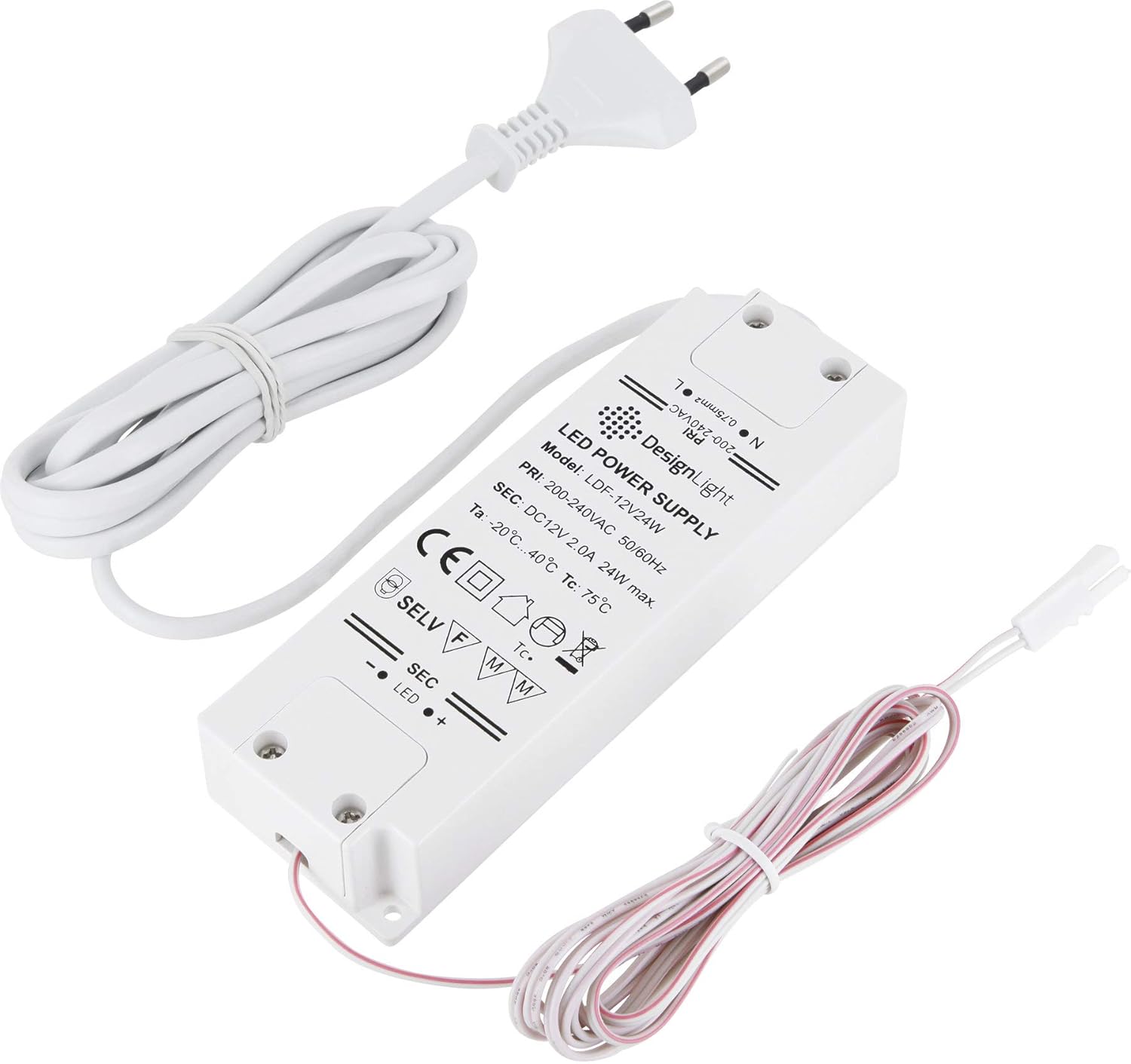 12V MINIAMP LED Trafo Netzteil 24W mit EUROStecker und MINIAMP
