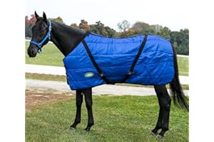 Country Pride Sentinel Channel Quilt Stable Blanket, Midweight Open Front, 420D Nylon Outer Shell, 250g Poly-Fill Insulation, Fleece Wither Protection, Adjustable Leg Straps, Bias Surcingle (78,Blue)