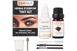 (Upgrade) Simpout Henna Hair Kit - 6 grams, Spot Color Henna Hair Kit with Developer, 100% Natural Root Touch Up, Professional Salon & Home DIY Kit, Easy to Use (Dark Brown)