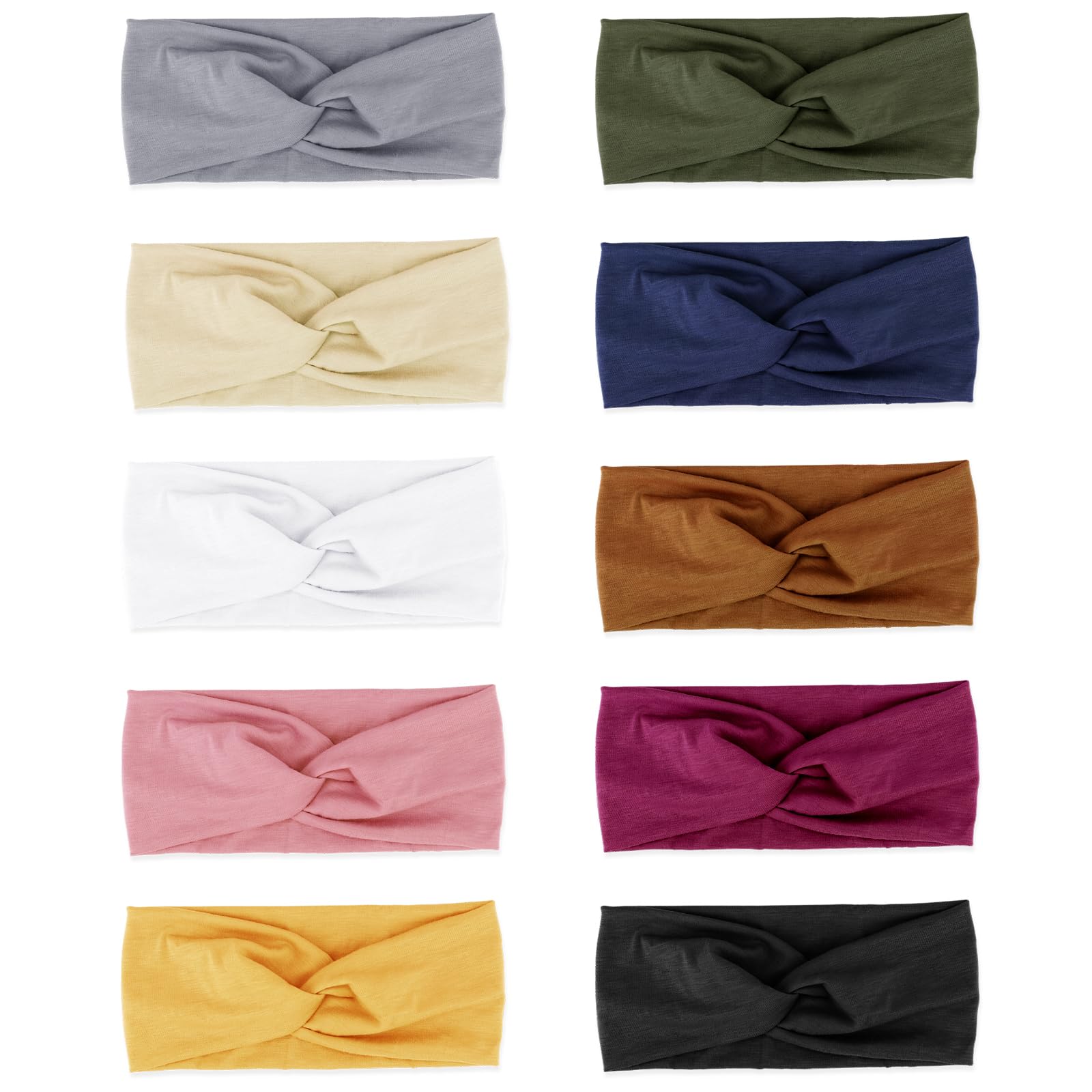 DRESHOW 10 Pack Boho Headbands for Women Vintage Flower Printed Criss Cross Knotted Elastic Hair Band Stretchy Head Wrap Twisted Cute Hair Accessories