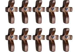 Yookin Cross My Heart/Encouragement Gift Wood Comfort Stress Relief Cross for Clutching, Clinging and Praying Religious Gift(Black 10pcs)