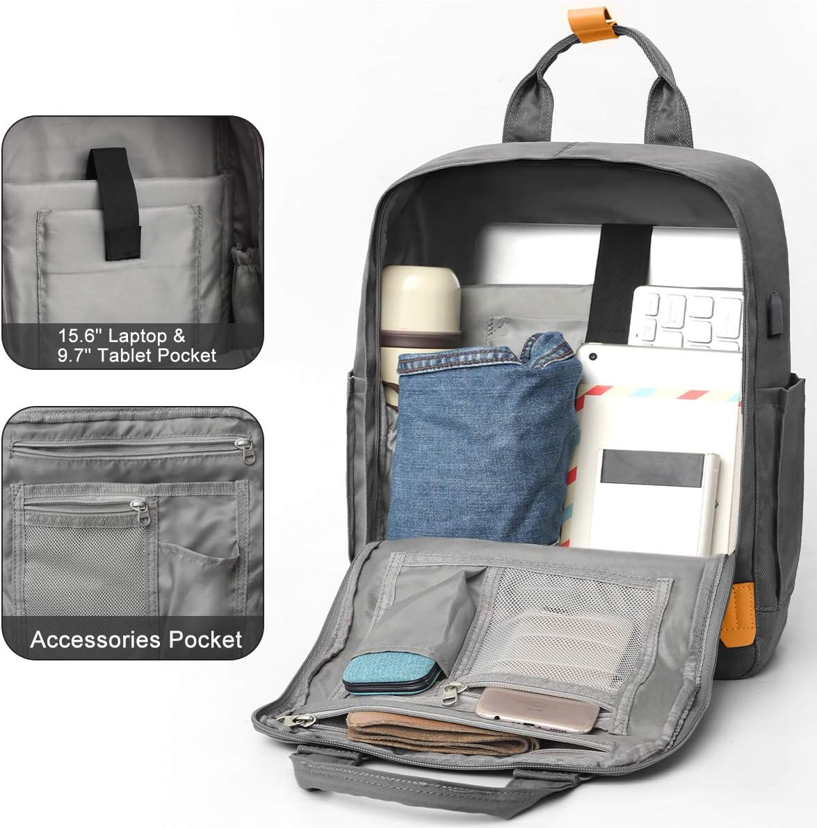 YAMTION Backpack Men and Women for School College,for Boys and Girls, Gja31-darkgray, 15.6" - Image 3